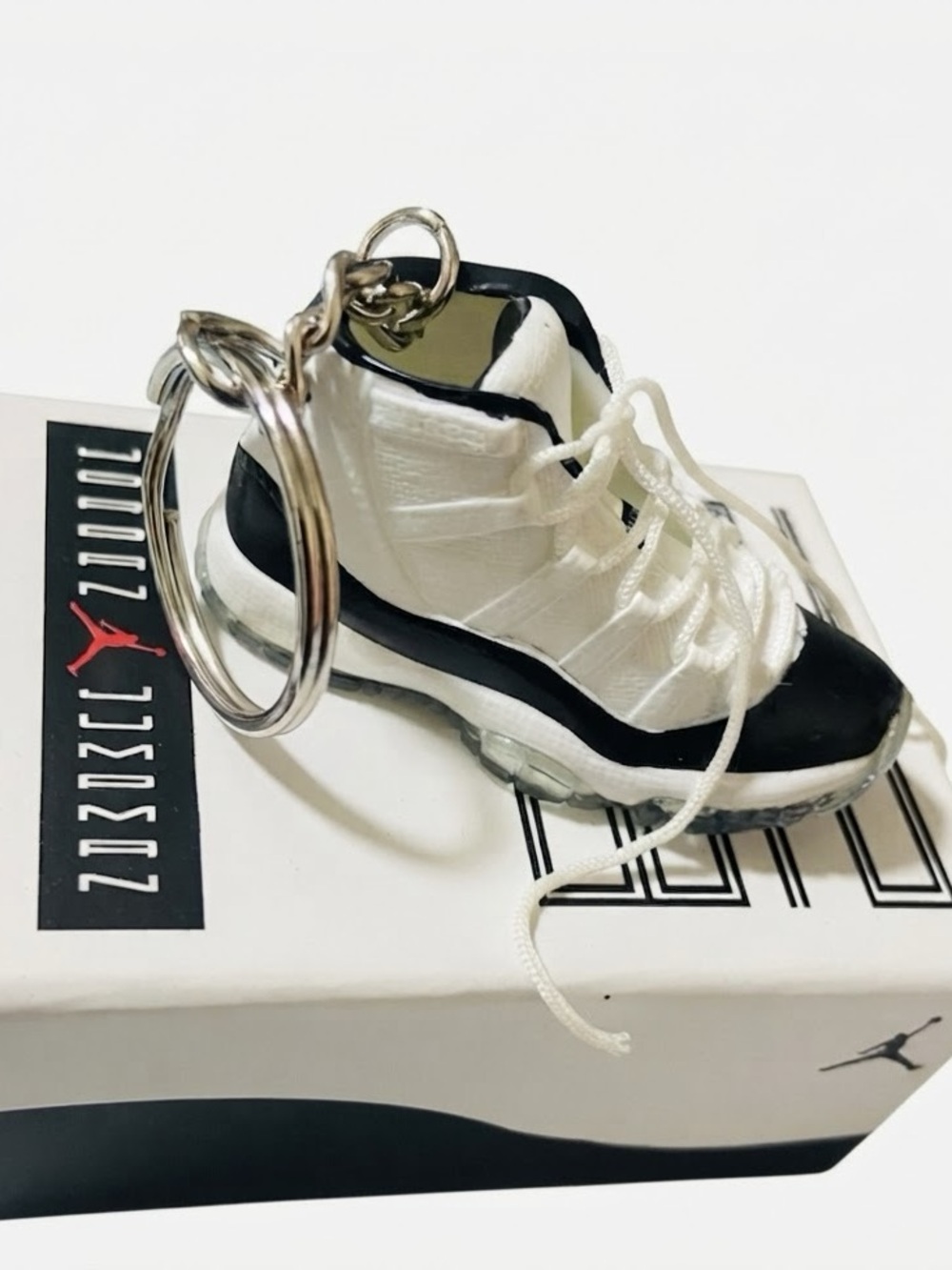 Jordan White and Black Mini Sneaker Keychain
